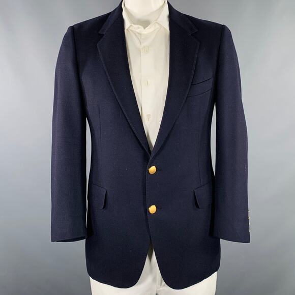 AQUASCUTUM Size 42 Navy Wool Single Breasted Sport Coat - Picture 1 of 8
